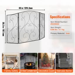 VEVOR Fireplace Screen 1/3 Panel Sturdy Iron Mesh Fireplace Screen Spark Guard Cover For Living Room Home Decor Modern/Vintage