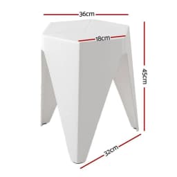 4 Piece Stackable White Puzzle Style Bar Stools Modern Lightweight Seating