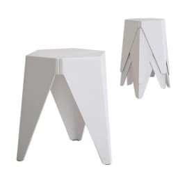 4 Piece Stackable White Puzzle Style Bar Stools Modern Lightweight Seating