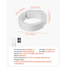 SucceBuy Raised Toilet Seat 300 lbs Load Capacity 3.5-Inch Lift Height Commode Elevated Toilet Seat Riser for Seniors Elderly