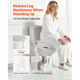 SucceBuy Raised Toilet Seat 300 lbs Load Capacity 3.5-Inch Lift Height Commode Elevated Toilet Seat Riser for Seniors Elderly