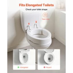 SucceBuy Raised Toilet Seat 300 lbs Load Capacity 3.5-Inch Lift Height Commode Elevated Toilet Seat Riser for Seniors Elderly
