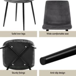 5 Piece Grey Velvet Dining Table and Chair Set Modern Dining Room Furniture Set for Home Use