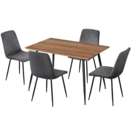 5 Piece Grey Velvet Dining Table and Chair Set Modern Dining Room Furniture Set for Home Use