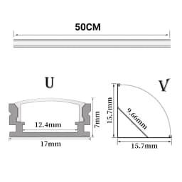 2Pcs 0.5M Aluminium Channel Holder U/V Style For LED Strip Light Bar Lamp