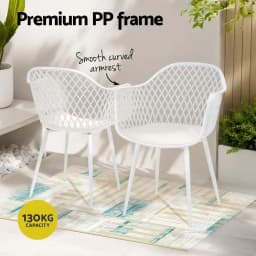 4PC Outdoor PP Lounge Chairs White Patio Dining Set Garden Furniture