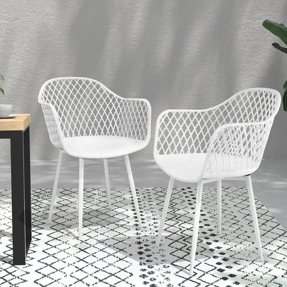 4PC Outdoor PP Lounge Chairs White Patio Dining Set Garden Furniture