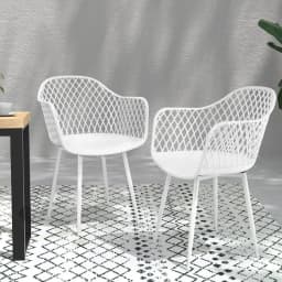 4PC Outdoor PP Lounge Chairs White Patio Dining Set Garden Furniture