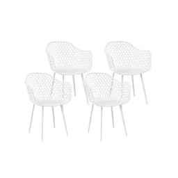 4PC Outdoor PP Lounge Chairs White Patio Dining Set Garden Furniture