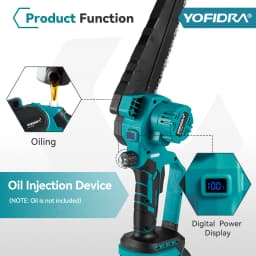 YOFIDRA Brushless 8 inch Electric Pruning Saw Cordless Chainsaw Rechargeable Woodworking Power Tool For Makita 21V Battery Pin