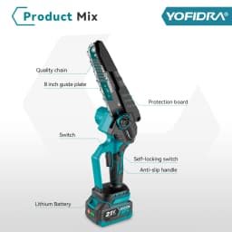 YOFIDRA Brushless 8 inch Electric Pruning Saw Cordless Chainsaw Rechargeable Woodworking Power Tool For Makita 21V Battery Pin