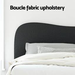 King Single Boucle Upholstered Bed Frame with Solid Support and Modern Soft Texture Design
