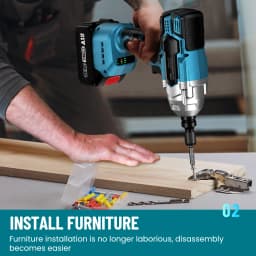 Seesii 3-in-1 650N.m Impact Wrench & Cordless Drill & Screwdriver 1/2" Brushless Impact Gun Kit Handheld with 2*4.0Ah Batteries LED Light for Car Home