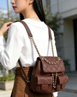 Retro Hong Kong Style Women's Backpack Fashionable Travel Bag with Hooks Casual Versatile Waterproof Soft Shoulder Bag
