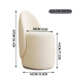 Round vanity stool with curved backrest, comfortable and soft, modern dressing chair for apartments, living rooms, and bedrooms