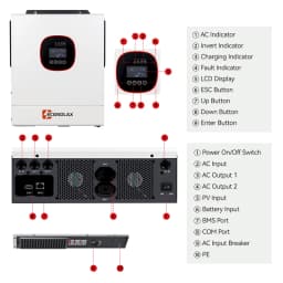 ECGSOLAX 6.5KW Hybrid Solar Inverter Pure Sine Wave 48V Off Grid Inverter 160A Mppt Solar Controller
