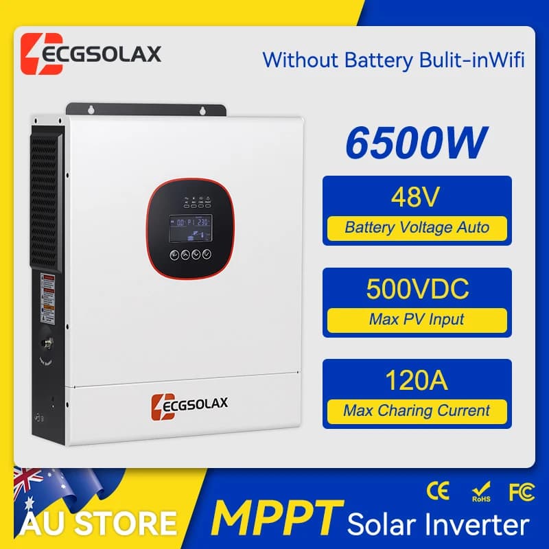 ECGSOLAX 6.5KW Hybrid Solar Inverter Pure Sine Wave 48V Off Grid Inverter 160A Mppt Solar Controller