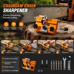 PORIYA Portable Chainsaw Sharpener Jigs With 5 Grinding Head Tool Chain Saw