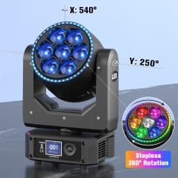 Datewink 300W Beam Moving Head Lights With Light Strip RGBW LED Focusing Bee's Eye Stage Lighting DMX For DJ Disco Wedding Party