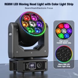 Datewink 300W Beam Moving Head Lights With Light Strip RGBW LED Focusing Bee's Eye Stage Lighting DMX For DJ Disco Wedding Party