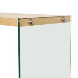 Rectangular Console Table Wood-tone MDF Entryway Table Tempered Glass Legs Sofa Side Storage Table for Bedroom Living Room