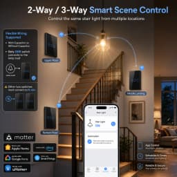Melery Matter WiFi Smart Light Wall Switch Touch Sensor Glass Pannel Remote by Alexa Google Home Siri Homekit SmartThings