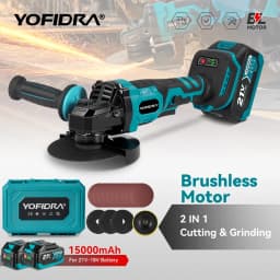 YOFIDRA 125mm 3000W Brushless Angle Grinder 3 Gears Grinding Machine Polishing Cutting Power Tool For Makita 21V Battery Pin