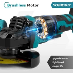YOFIDRA 125mm 3000W Brushless Angle Grinder 3 Gears Grinding Machine Polishing Cutting Power Tool For Makita 21V Battery Pin