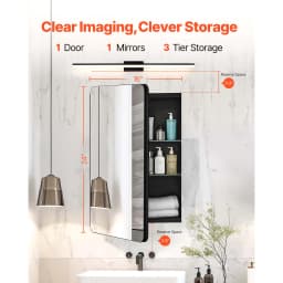 SucceBuy Medicine Cabinet, Bathroom Locker w/ Mirror Aluminum Frame Bathroom Wall Cabinet Recessed & Wall-mounted Installation