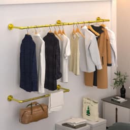 Industrial Pipe Metal Clothes Rail Wall Mounted Germent Rack Hanging Stand