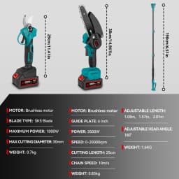 ONEVAN 3500W Brushless Telescoping Pole Electric Chainsaw 3-IN-1 High Branch Scissors Garden Pruning Tool For Makita Battery Pin