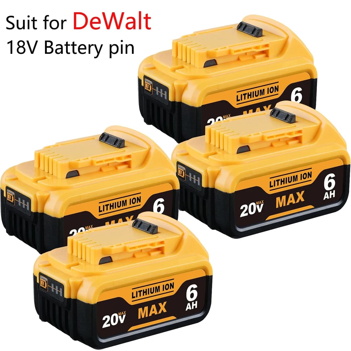 DCB200 1/2/4Pack 6.0Ah 18V MAX Lithium Battery Replace for DeWalt DCB180 DCB182 DCB184 DCB202 DCB205 DCB206 Tools Battery pin