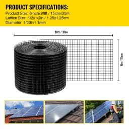 30m Solar Panel Bird Proofing Kit with Stainless Steel Mesh And 100 Pcs Fasteners for Home Garden And Outdoor Use
