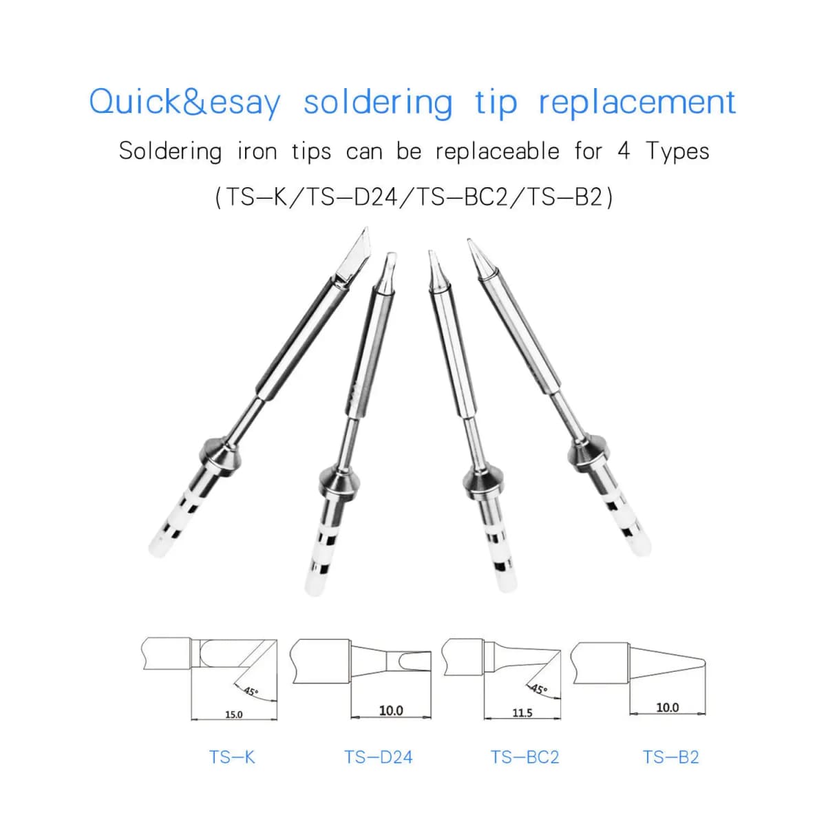 TS100 TS101 Soldering Iron Tips Replacement Various Models of Pinecil Electric Soldering Iron Tip TS Series BC2 ILS C4 KU K B2 I