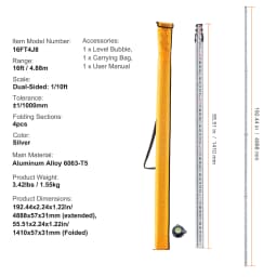 SucceBuy Aluminum Grade Rod 4 Sections Telescopic Measuring Rod Double-Sided Scale 1/10ft Leveling Rod Stick
