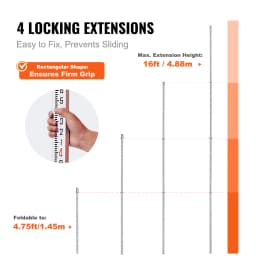 SucceBuy Aluminum Grade Rod 4 Sections Telescopic Measuring Rod Double-Sided Scale 1/10ft Leveling Rod Stick