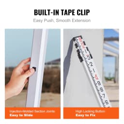 SucceBuy Aluminum Grade Rod 4 Sections Telescopic Measuring Rod Double-Sided Scale 1/10ft Leveling Rod Stick
