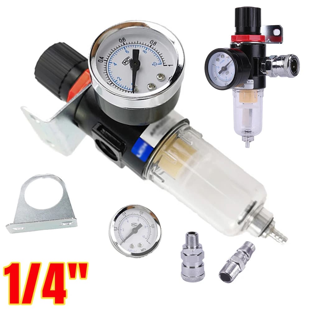 1/4" Air Pressure Regulator Compressor Moisture Trap Filter Oil Water Separator