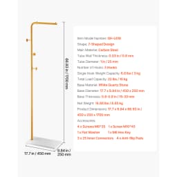 SucceBuy Coat Rack Freestanding Coats Rack Stand with Quartz Stone Base & 3 Round Hooks Free Standing Hall Coat Tree for Bedroom
