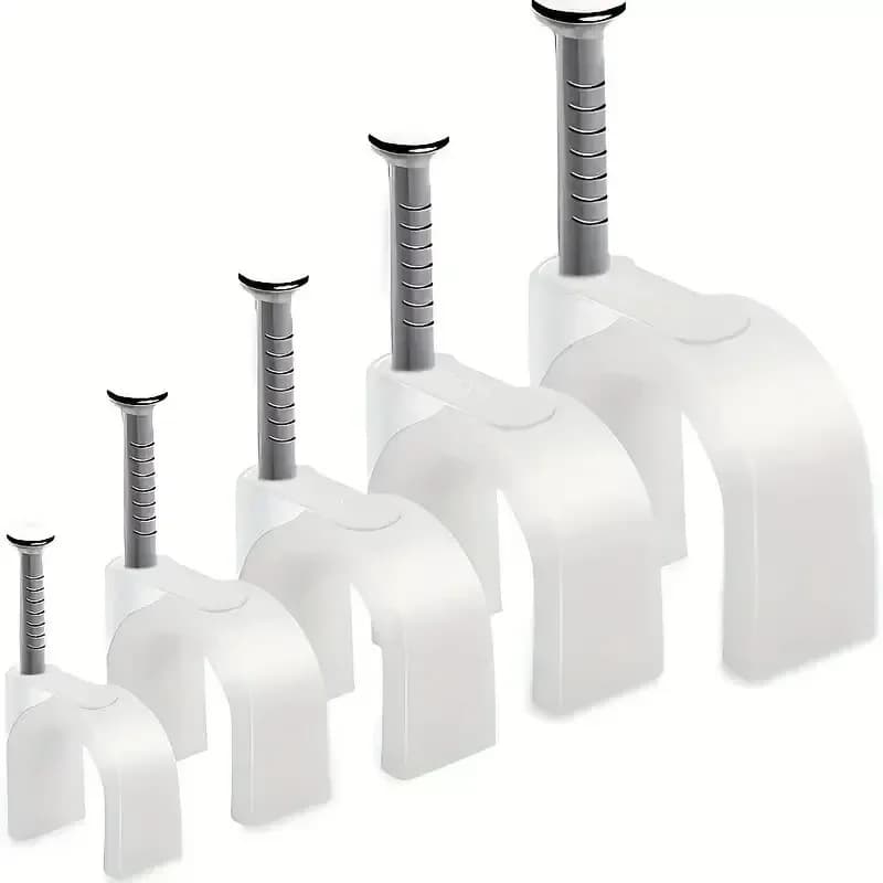 100Pcs Cable Clamp with Steel Nails Plastic Nylon Tie 6/10mm