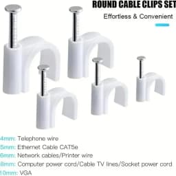 100Pcs Cable Clamp with Steel Nails Plastic Nylon Tie 6/10mm