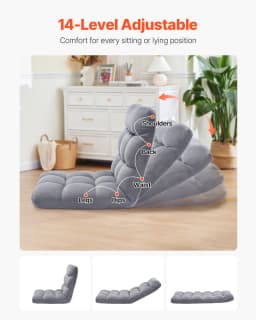 SucceBuy Floor Chair Recycled Foam Folding Sofa Chair Multifunctional Floor Chair with Back Support Ideal to Sleeping Reading