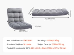 SucceBuy Floor Chair Recycled Foam Folding Sofa Chair Multifunctional Floor Chair with Back Support Ideal to Sleeping Reading