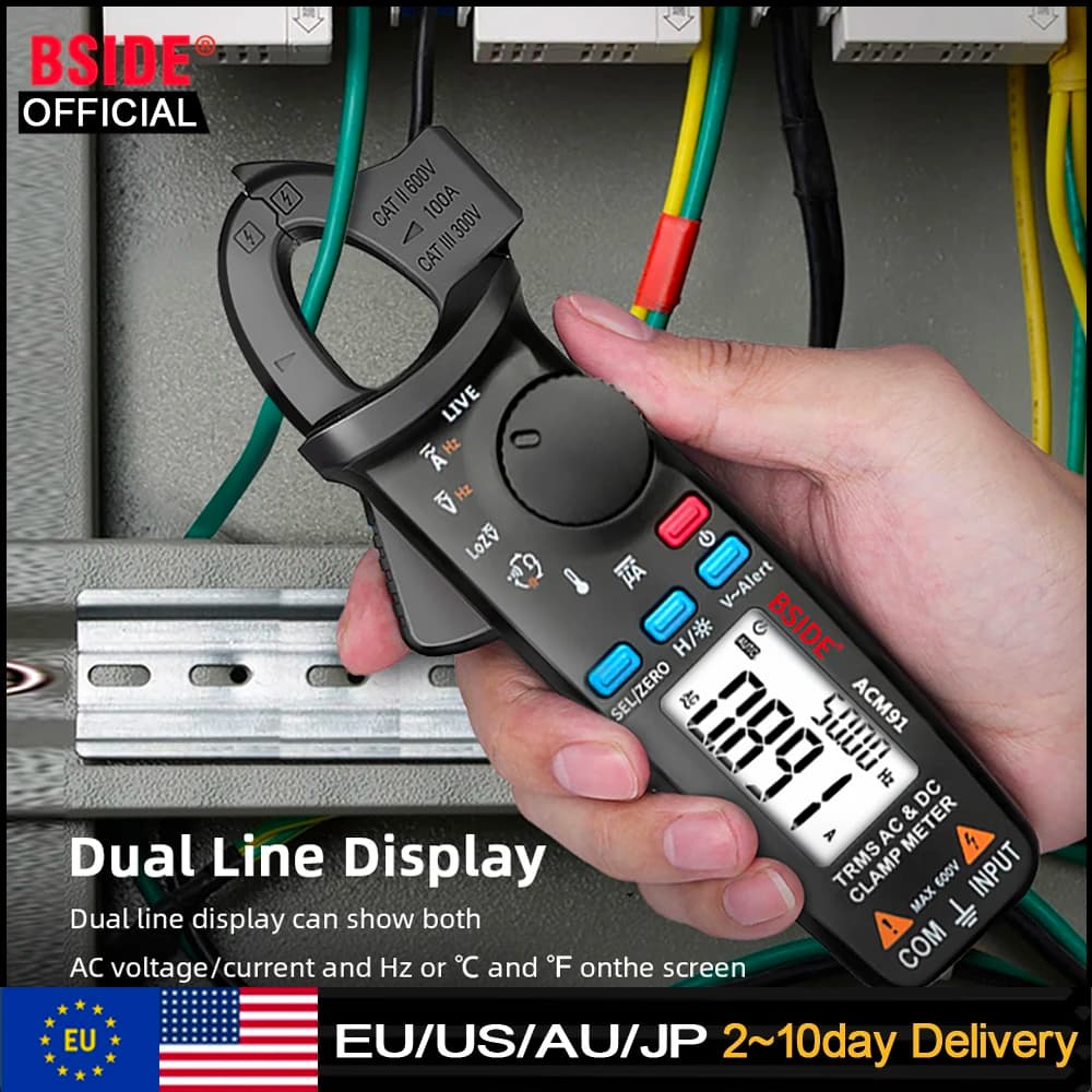 BSIDE Digital Clamp Meter Professional 1mA Resolution Ammeter Pliers True RMS DC AC 100A Multimeter Car Current Voltmeter Tester