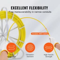 SucceBuy Fish Tape Fiberglass 425/492/600/656 ft Duct Rodder Fishtape Wire Puller Fishing Tools for Wall and Electrical Conduit