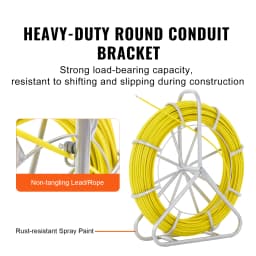 SucceBuy Fish Tape Fiberglass 425/492/600/656 ft Duct Rodder Fishtape Wire Puller Fishing Tools for Wall and Electrical Conduit