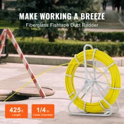SucceBuy Fish Tape Fiberglass 425/492/600/656 ft Duct Rodder Fishtape Wire Puller Fishing Tools for Wall and Electrical Conduit
