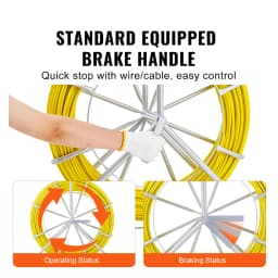 SucceBuy Fish Tape Fiberglass 425/492/600/656 ft Duct Rodder Fishtape Wire Puller Fishing Tools for Wall and Electrical Conduit