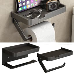 Toilet Paper Roll Holder with Phone Shelf Wall Mounted Brass Tissue Rack Storage