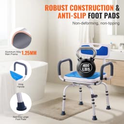 SucceBuy Swivel Shower Chair 360 Degree Adjustable with Armrest and Backrest for Shower or Bathtub Non-Slip for Disabled Elderly